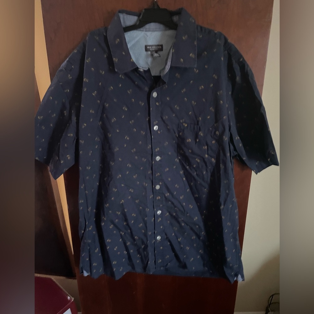Blue button up tee